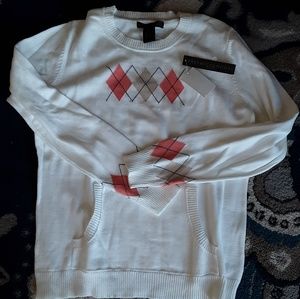 Cream pullover sweater NWT with argyle print -PM
